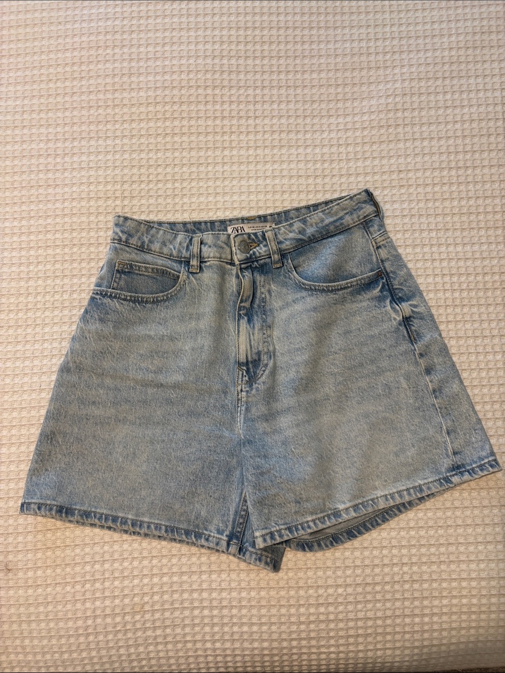 Zara Light Wash High-Rise Denim Shorts